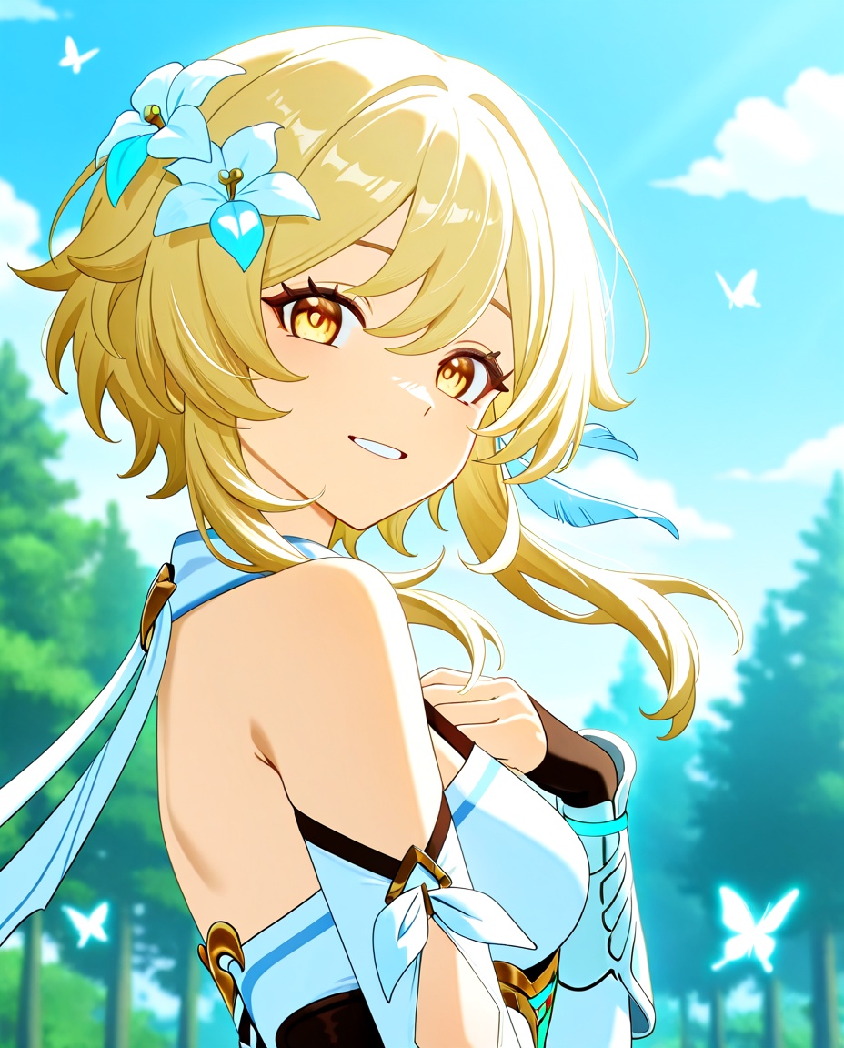 1girl,  lumine (genshin impact),  happy on Tensor.Art