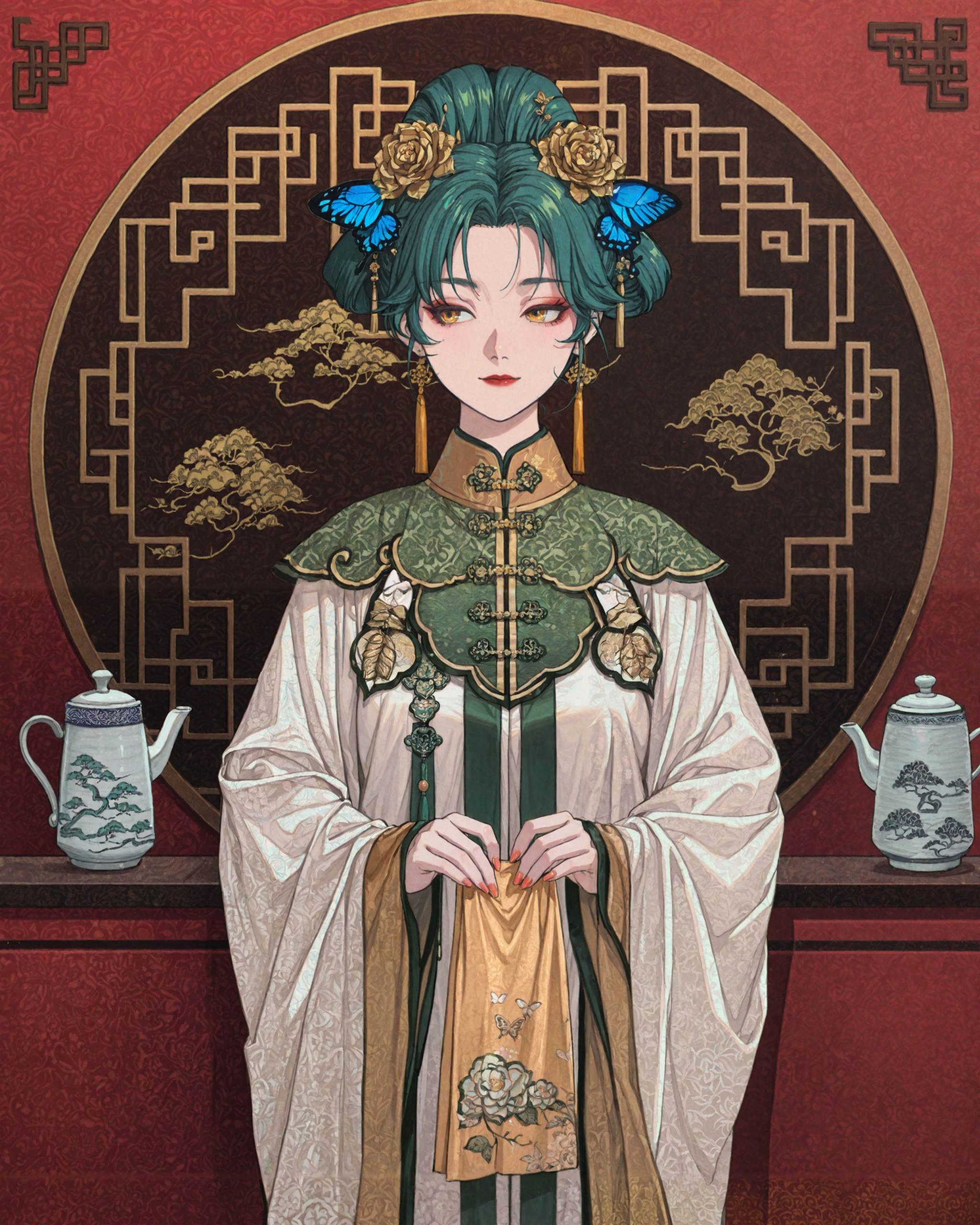 1girl,  yunjian,  green hair on Tensor.Art