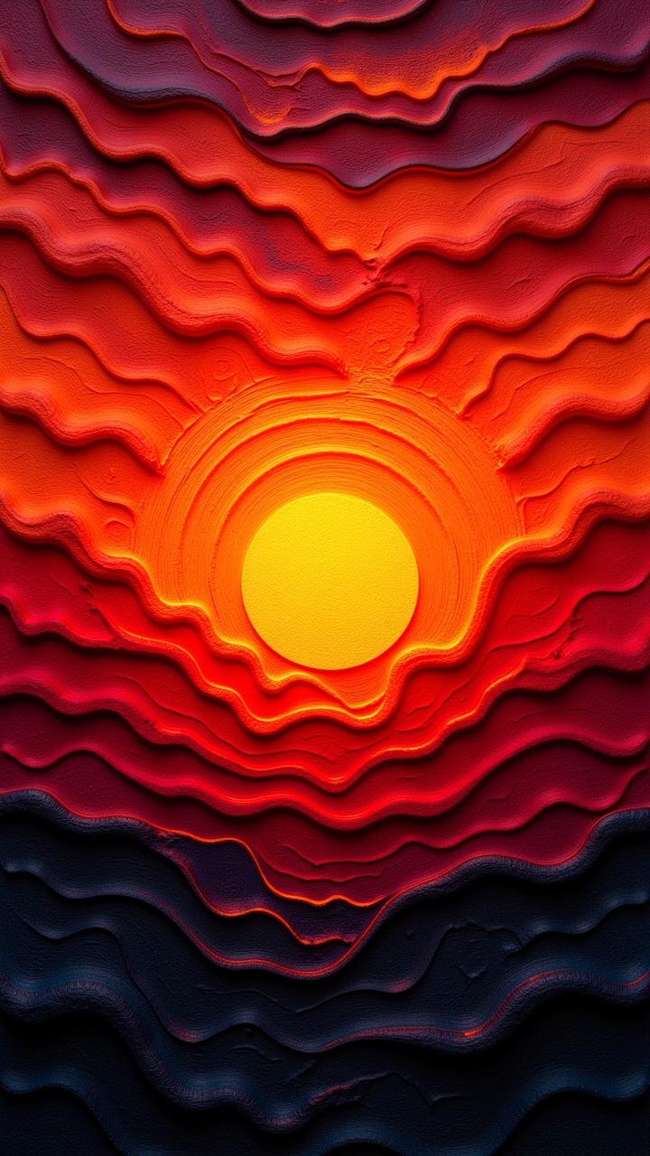 Made of felt fiber of a As the sun begins to dip below the horizon,  a fiery orange and red sky comes alive with hues of f...