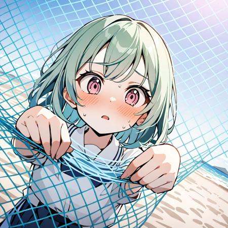 1girl,  go under the blue net,  from below on Tensor.Art