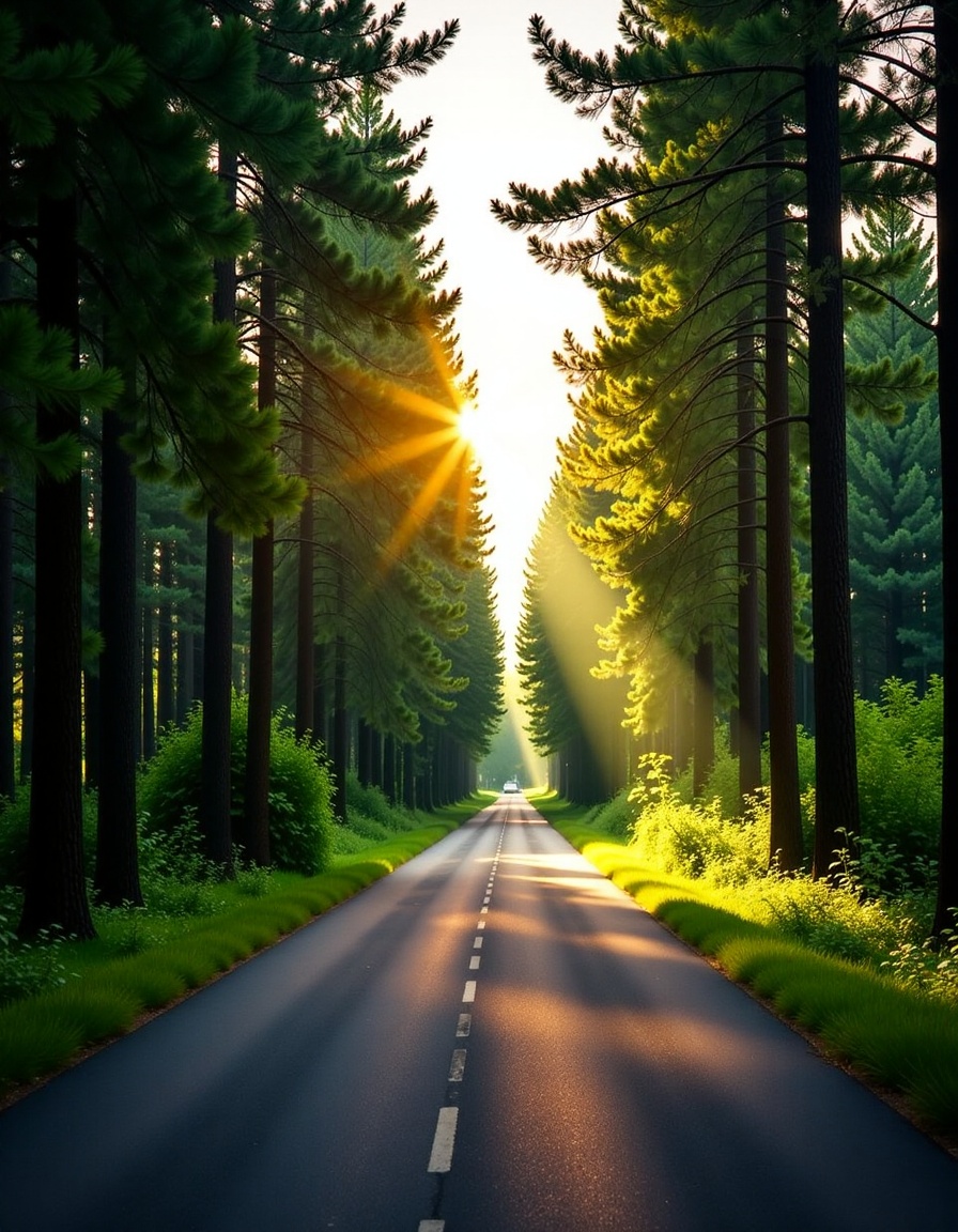 neolight,  scenery,  road on Tensor.Art