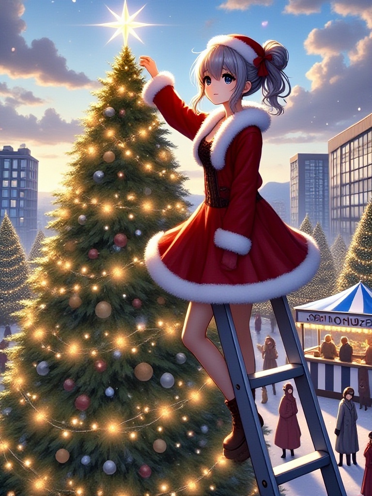 masterpiece,  best quality,  christmas tree with festive lights on Tensor.Art