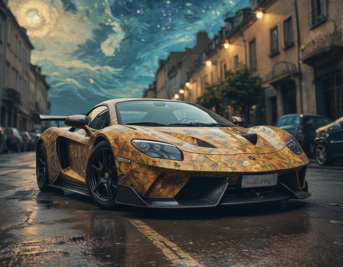 photography of a supercar,  van gogh style | cinematic still on Tensor.Art