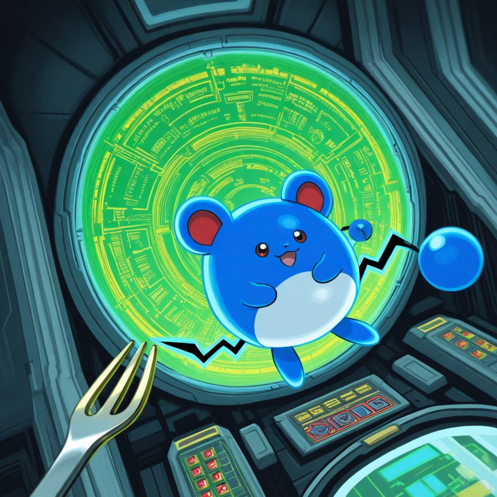 futuristic mecha suit,  marill_(pokemon) piloting cockpit,  noodle energy beams on Tensor.Art