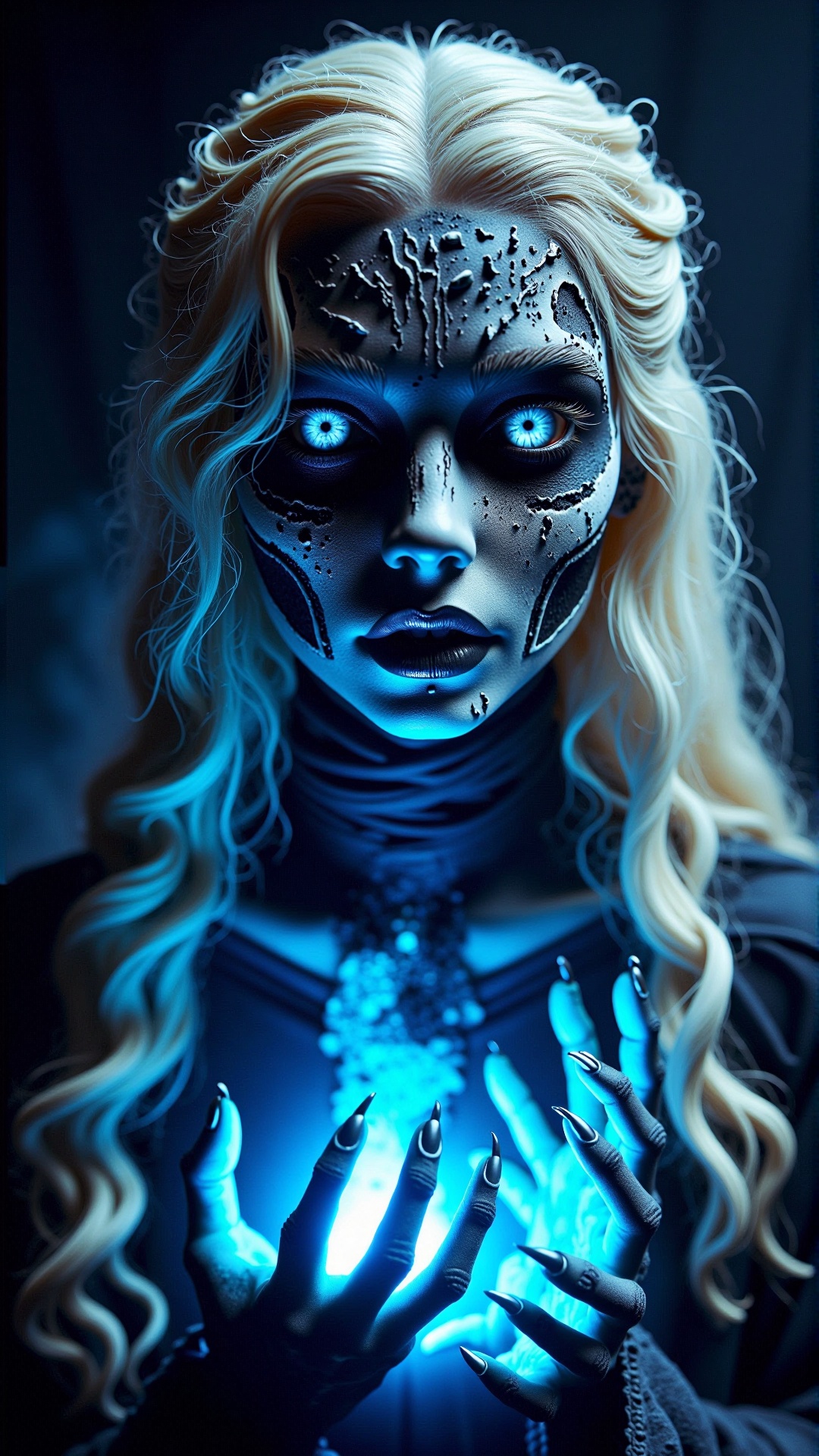 a photorealistic dark horror glowing gruesome photo of a gorgeous young daenerys targaryen in the style of stefan kostic,...