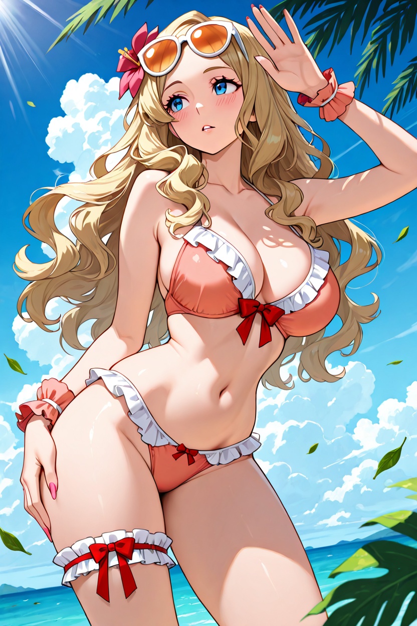 1girl,  black floating long wavy hair,  orange-tinted eyewear on Tensor.Art