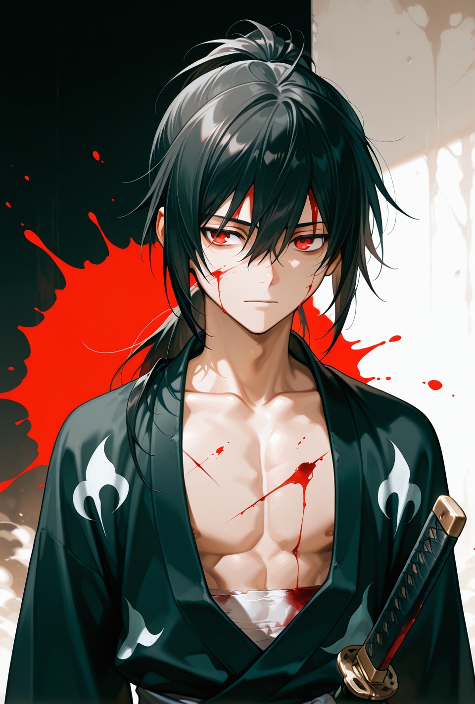 hyakkimaru \(dororo\) ,  1boy,  black hair on Tensor.Art