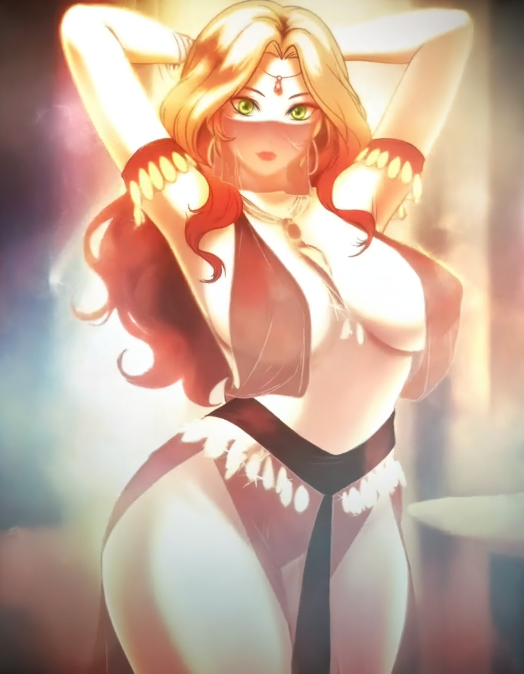 redveil,  a woman with green eyes,  reddish blonde hair on Tensor.Art