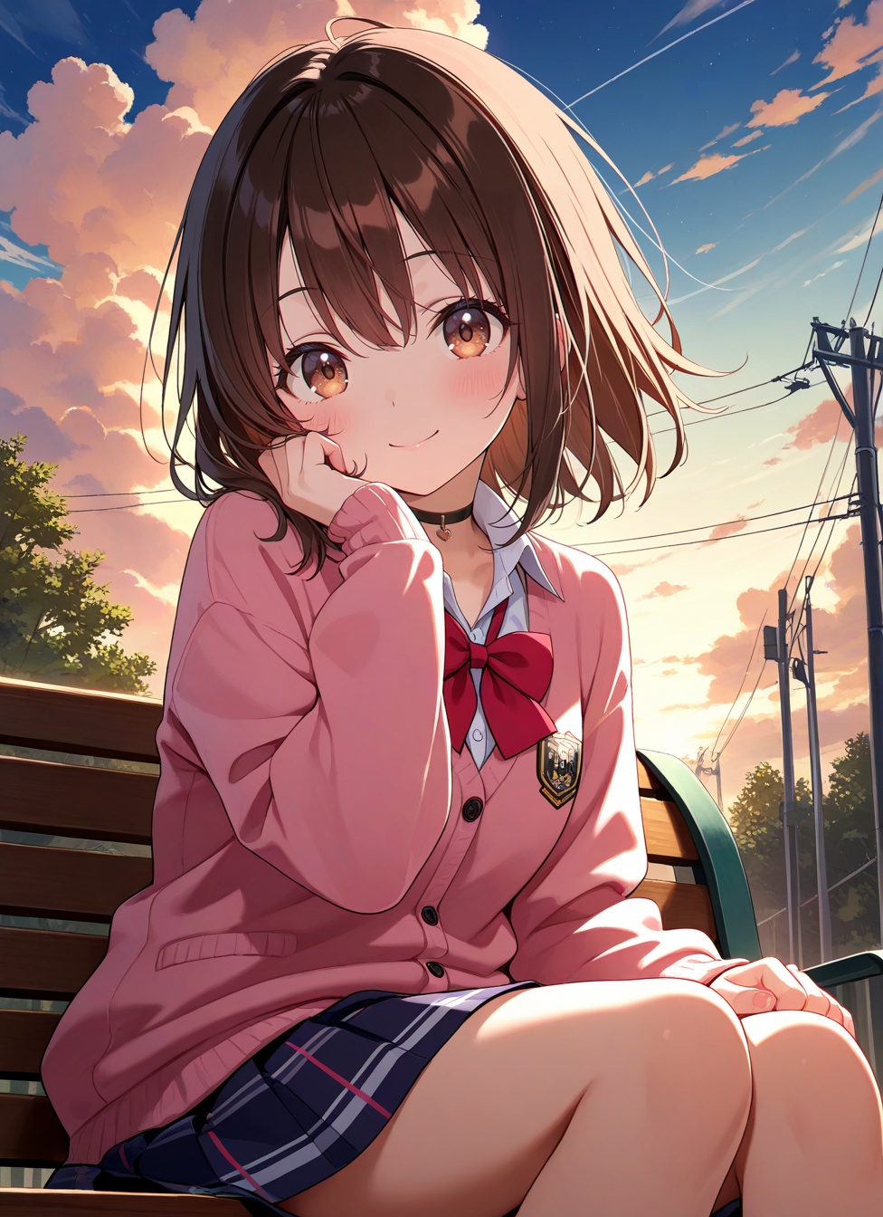 1girl,  brown eyes,  pink sweater on Tensor.Art