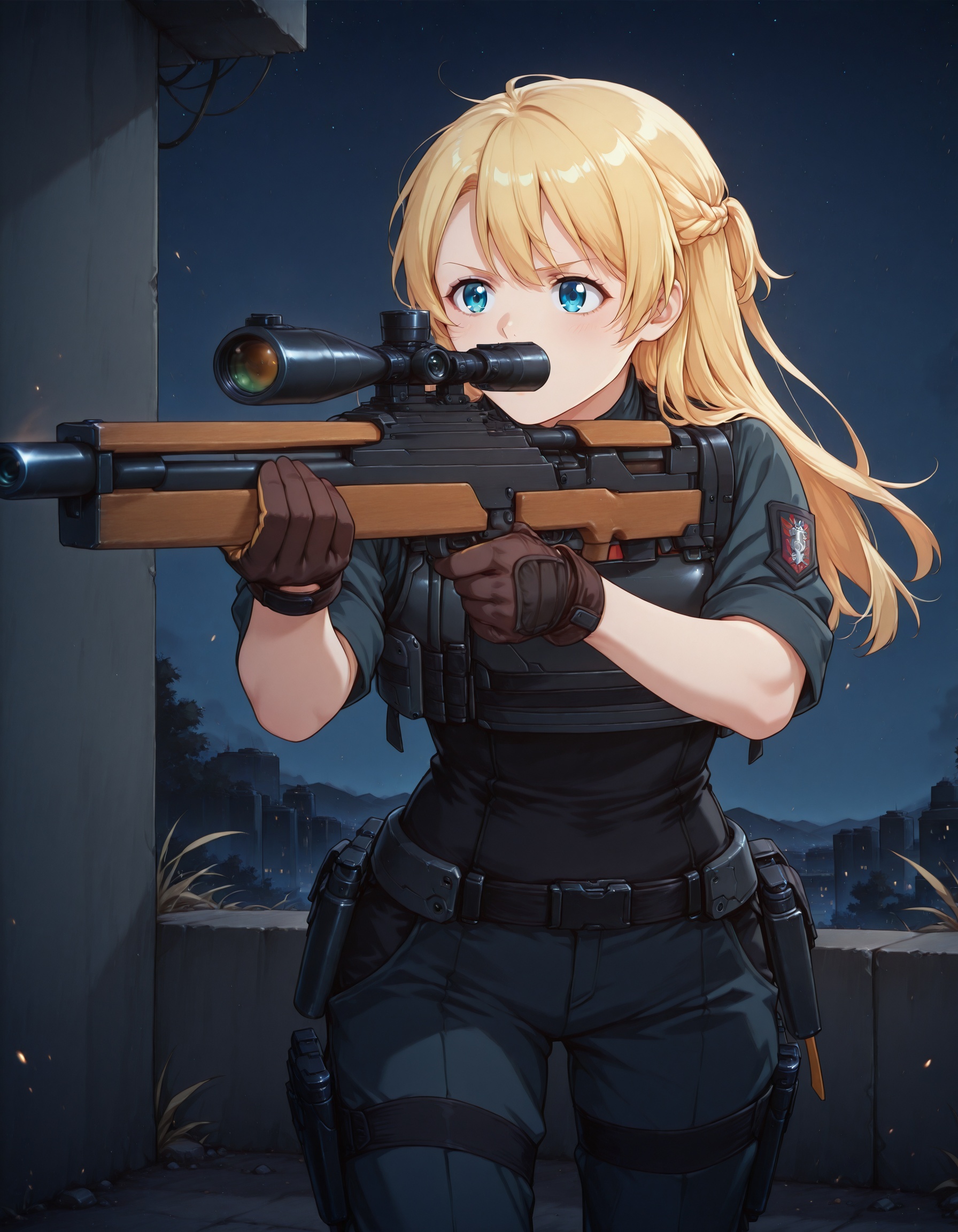 1girl,  blond hair,  black military suit on Tensor.Art