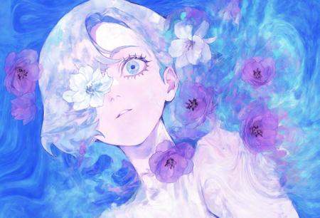 iloha24,  1girl,  flower on Tensor.Art
