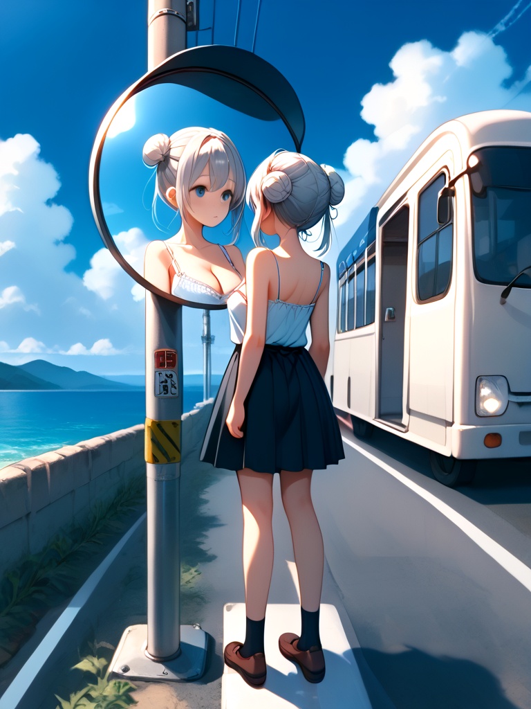 score_9,  source_anime,  convex mirror on utility pole on Tensor.Art