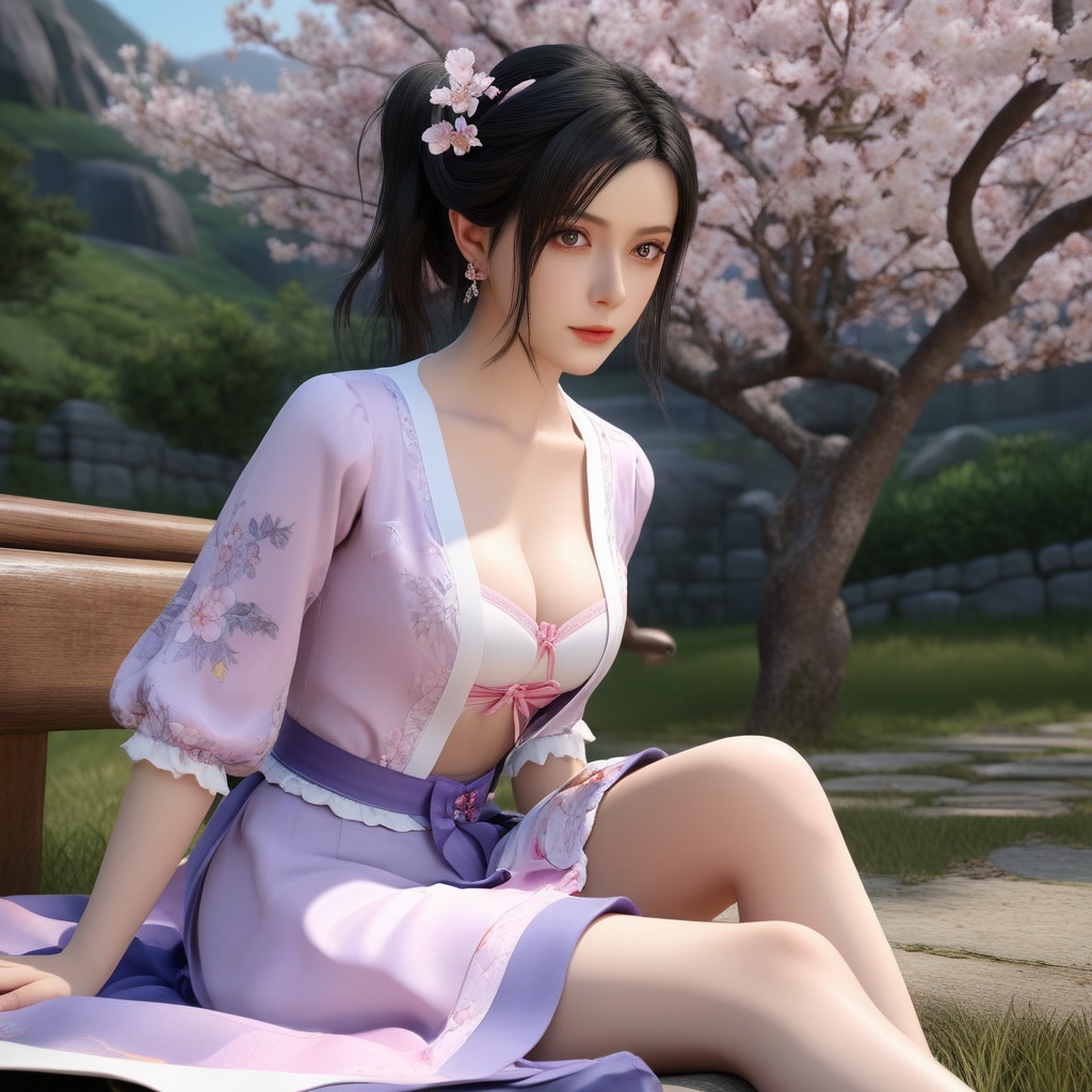 (,1girl, ,best quality, ),,  ,ultra realistic 8k cg,, ,masterpiece, (( , )),, ,   ,   cure blossom,  ,,  (cleavage),,  (), ,(sit), <lora:823-DA-XL-国模-恶女-VIVI:0.8>,