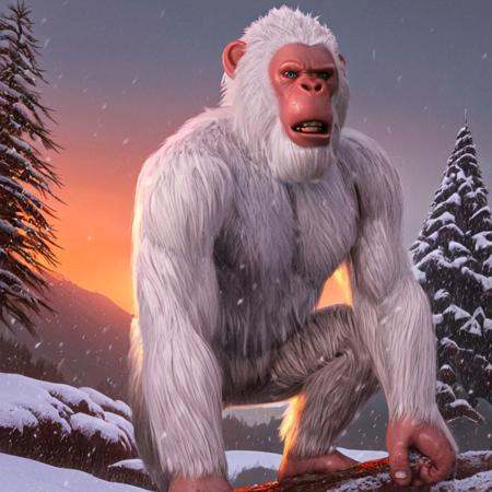 white fur,  yeti,  abominable snowman on Tensor.Art