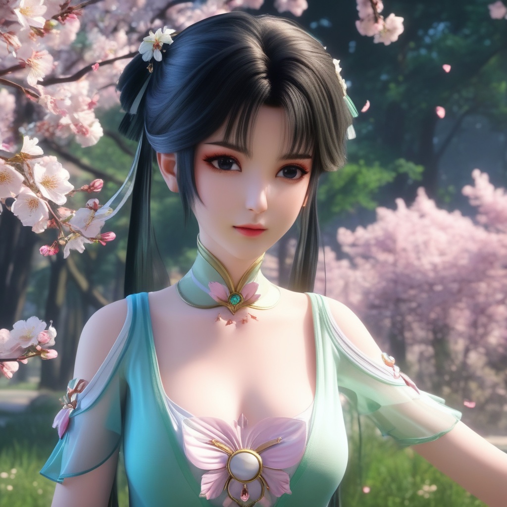 <lora:834-DA-XL-诛仙-碧瑶:0.8>, (,1girl, ,best quality, ),,  ,ultra realistic 8k cg,, ,masterpiece, (( , )),, ,   ,   cure blossom,  ,,  (cleavage),,  (), ,,