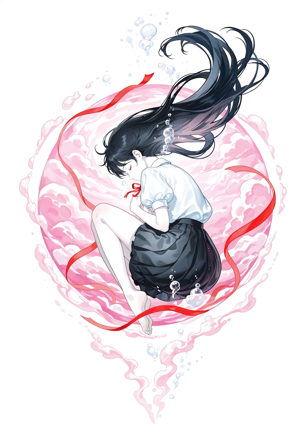 1girl,  watercolor style,  fluid colors on Tensor.Art