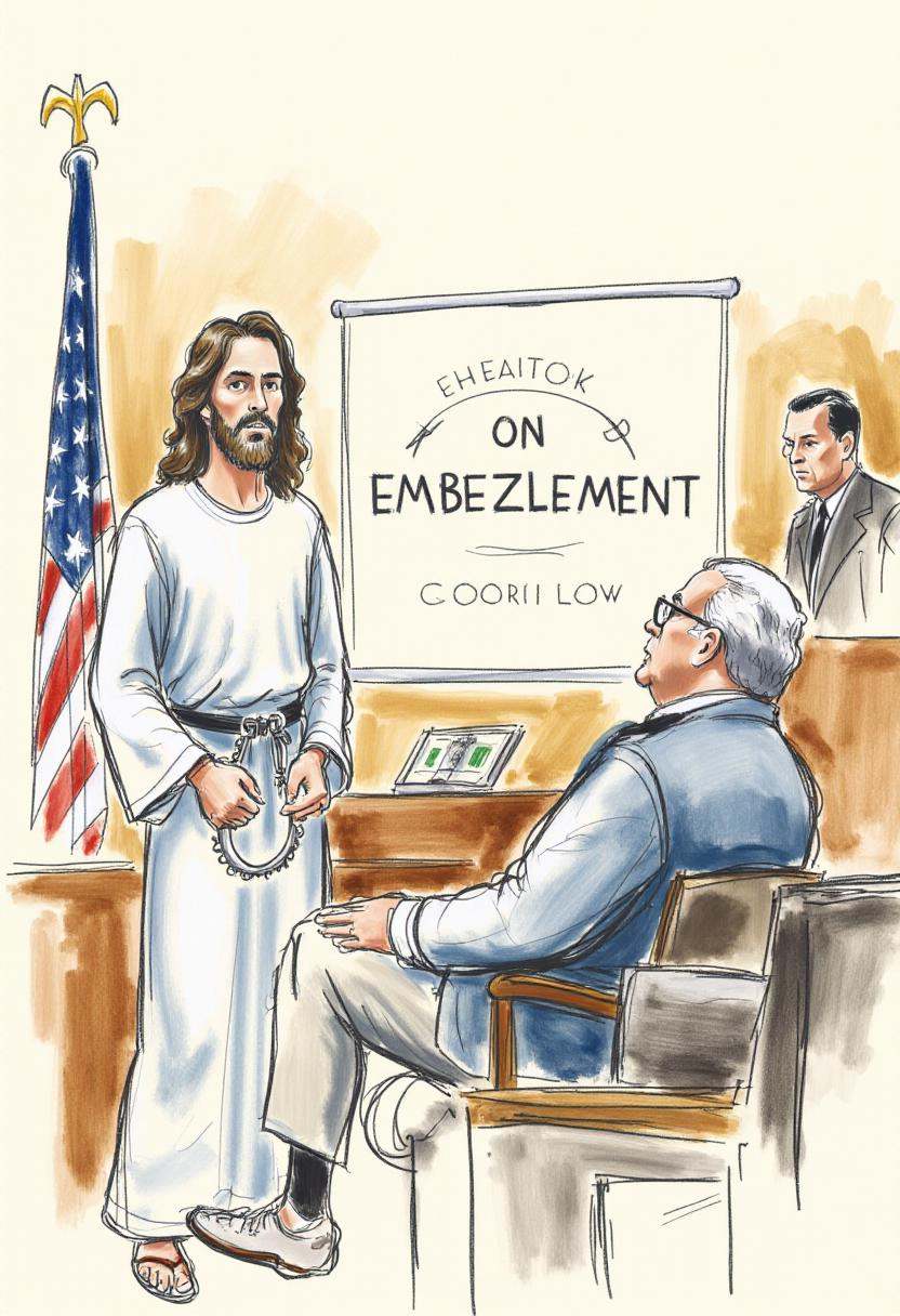 This is a detailed,  hand-drawn courtroom scene in a sketchy,  watercolor style depicting a lawyer giving a presentation o...