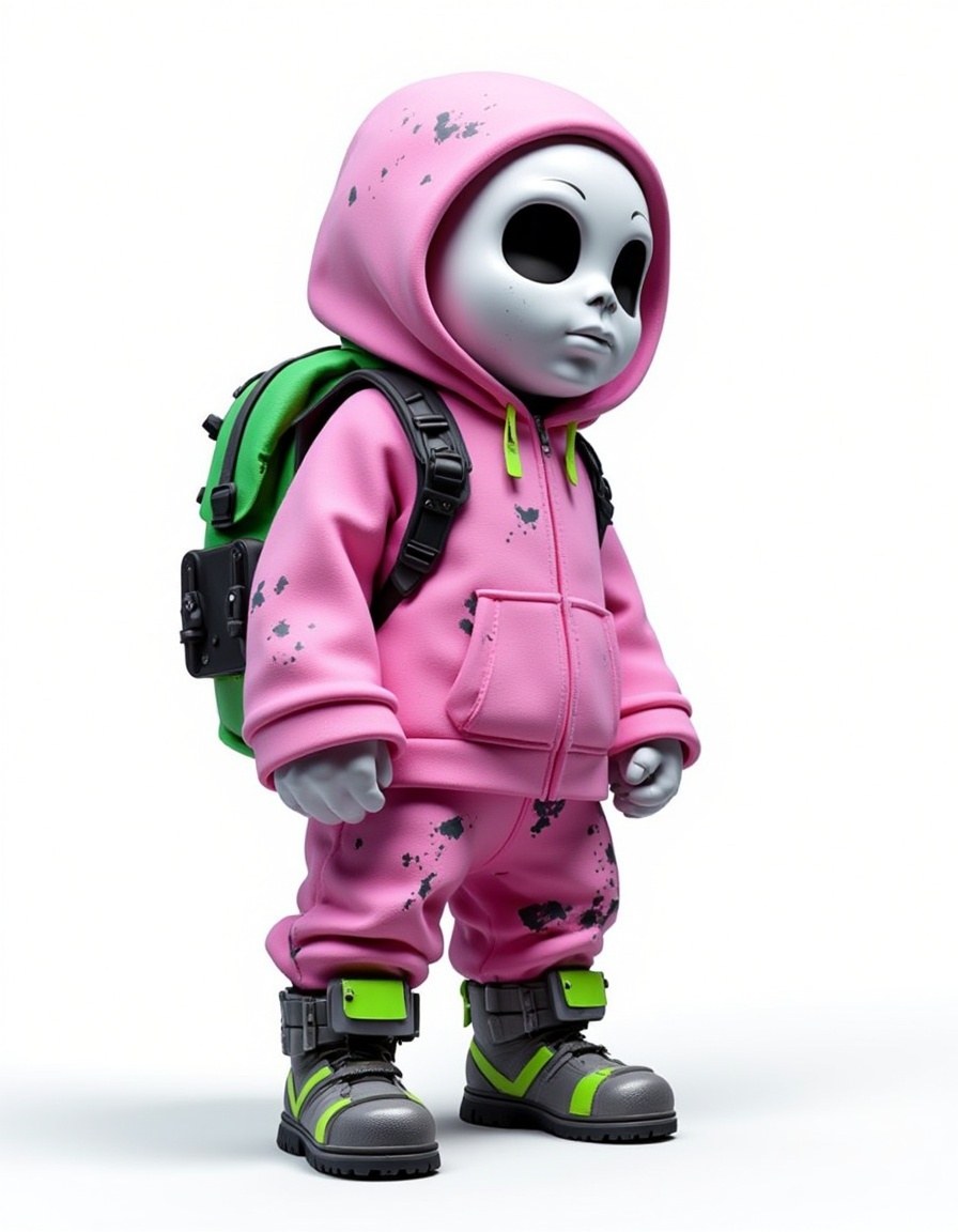 Studio_Punkji,  The image is a 3D rendering of a humanoid figure. The figure is standing upright with its body facing towa...