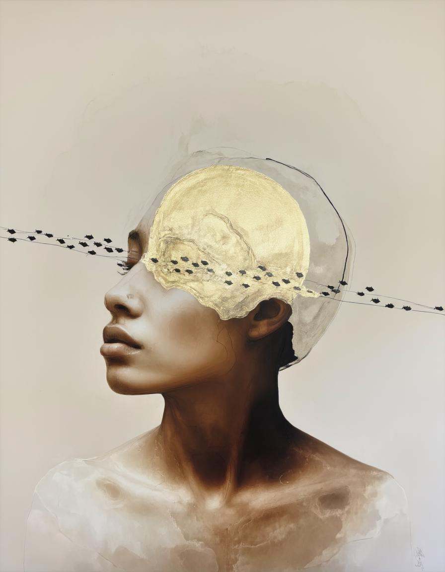 Chris Luha Art. This is a digital artwork created in a mixed media style,  blending elements of digital painting and colla...