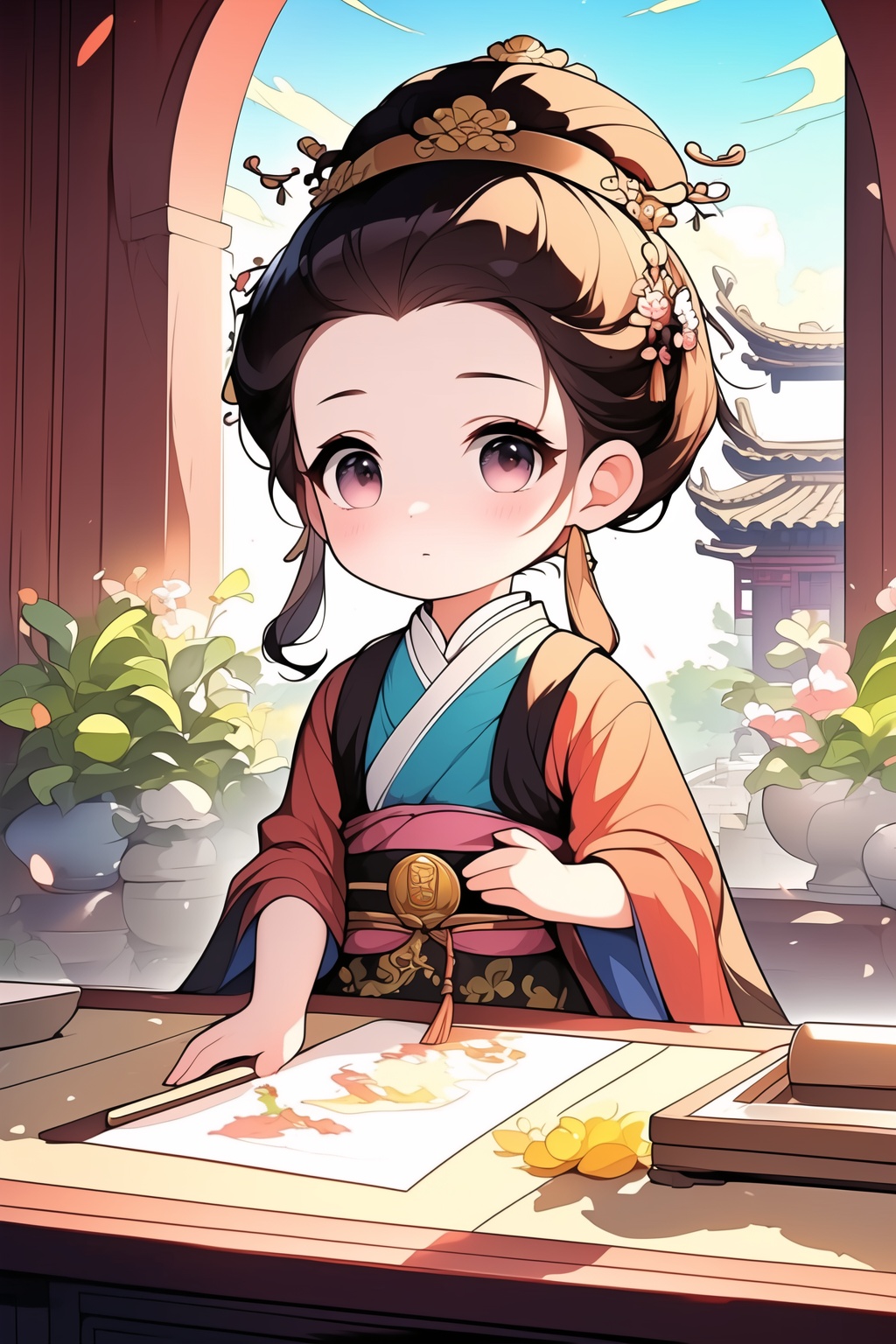 (masterpiece, top quality, best quality, official art, beautiful and aesthetic:1.2), <lora:1.5-万能治愈绘本-000008:0.8> Display Zhang Zao's paintings, with people surrounding and praising.