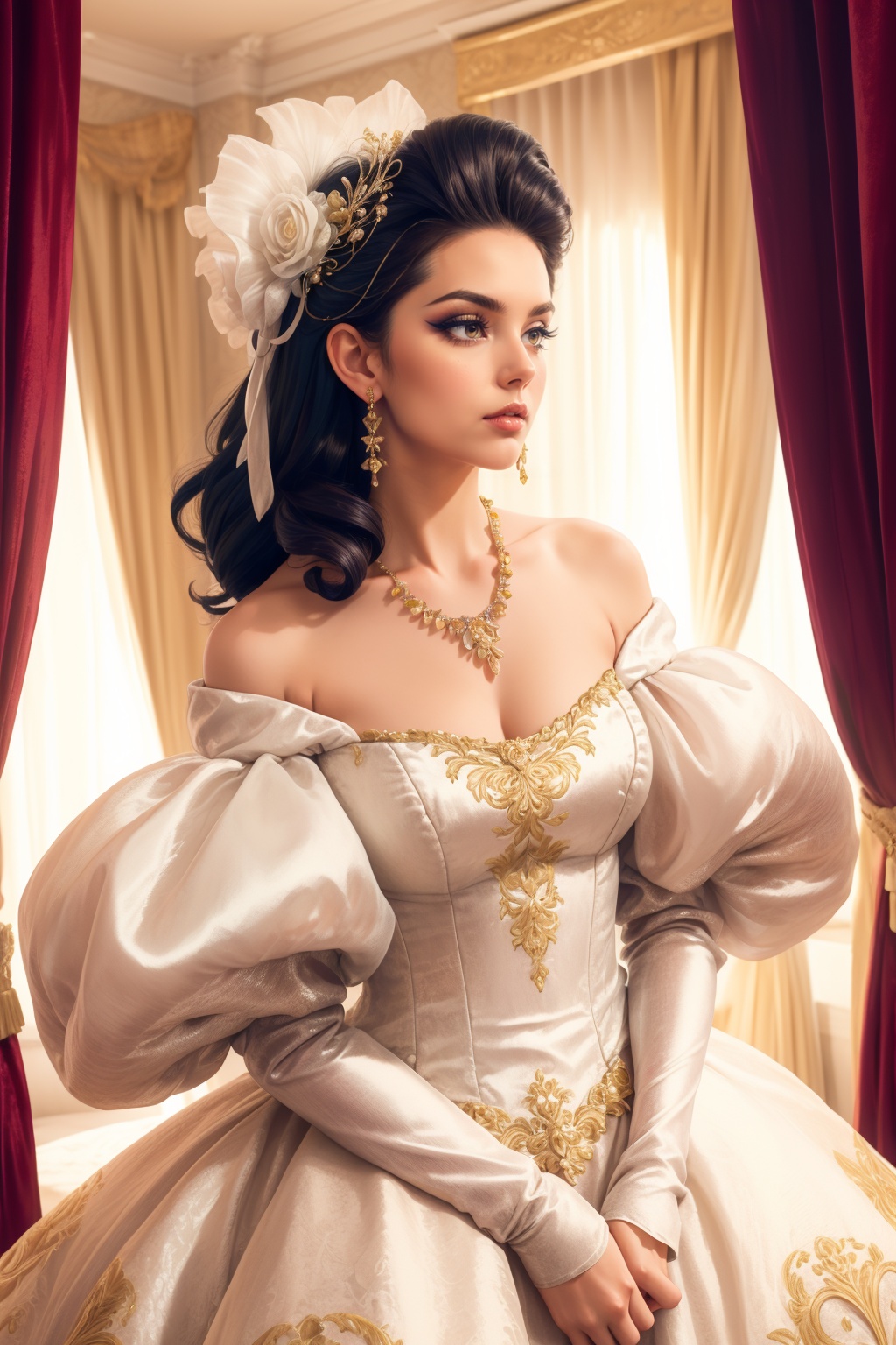 ***** beautiful tall woman,  (white hair,  dark hair on Tensor.Art