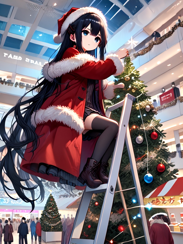 score_9,  source_anime,  christmas tree with festive lights on Tensor.Art