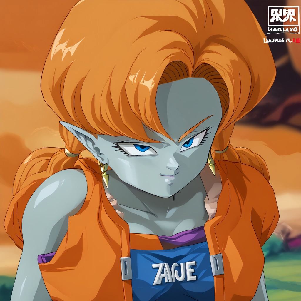 zangya (dragon ball),  orange hair,  blue skin on Tensor.Art