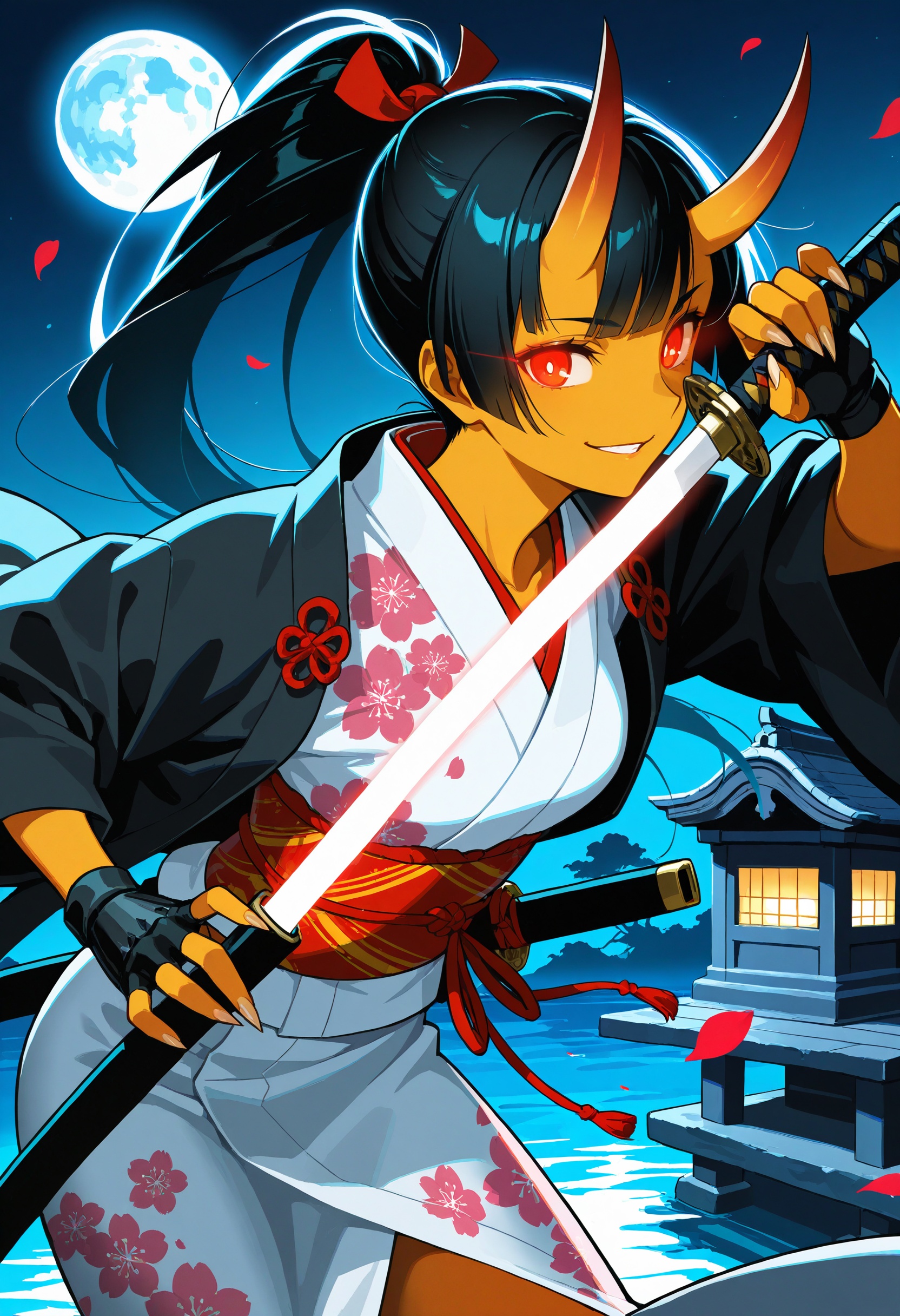 1girl,  weapon,  horns on Tensor.Art