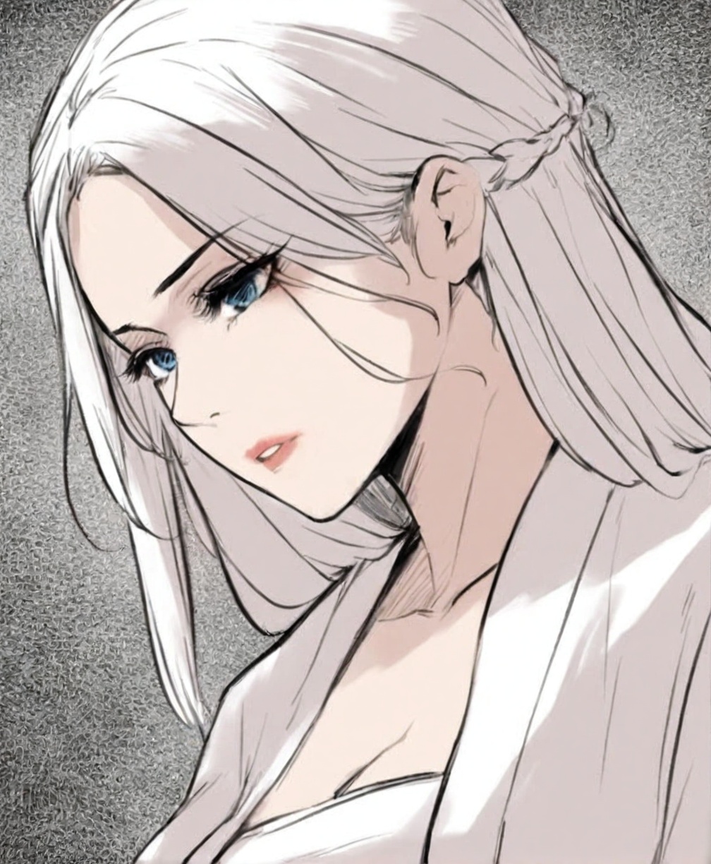 solo,highly detailed,(best quality),((masterpiece)),1girl,simple background,<lora:宁114XL:1>,ning,long hair,blue eyes,white clothes,mature_female,