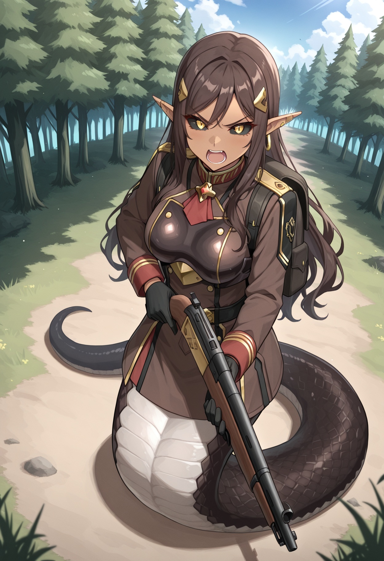 solo,  black lamia,  1girl on Tensor.Art