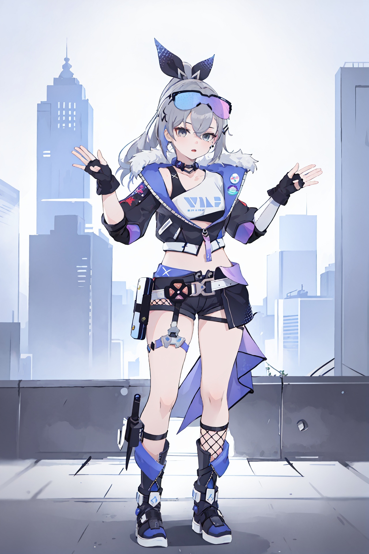 1girl,  silver wolf \(honkai: star rail\),  cropped jacket on Tensor.Art