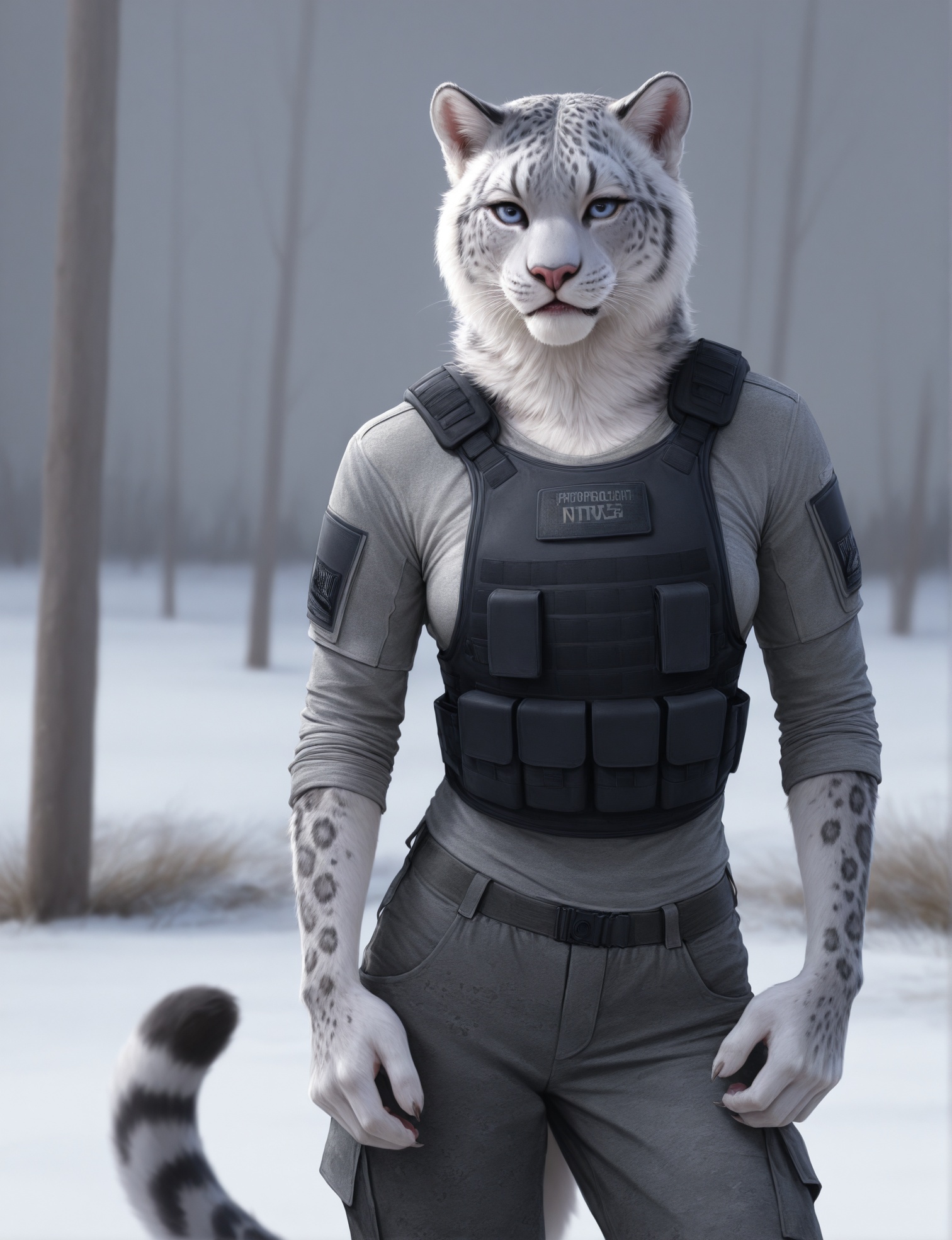 anthro,  snow leopard,  solo on Tensor.Art