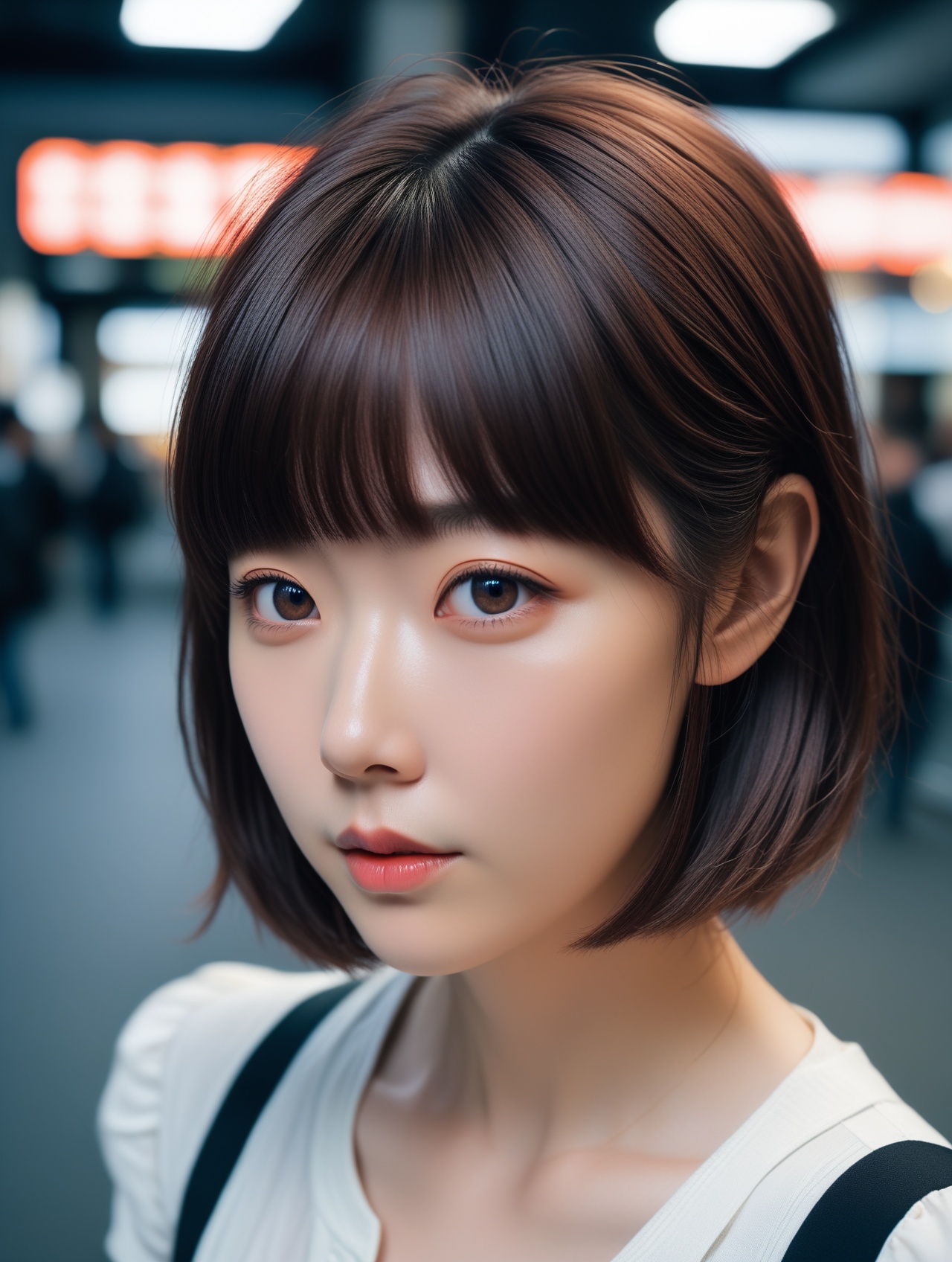 portrait photo of 23 years old J-pop woman,  pale skin,  (pout on Tensor.Art
