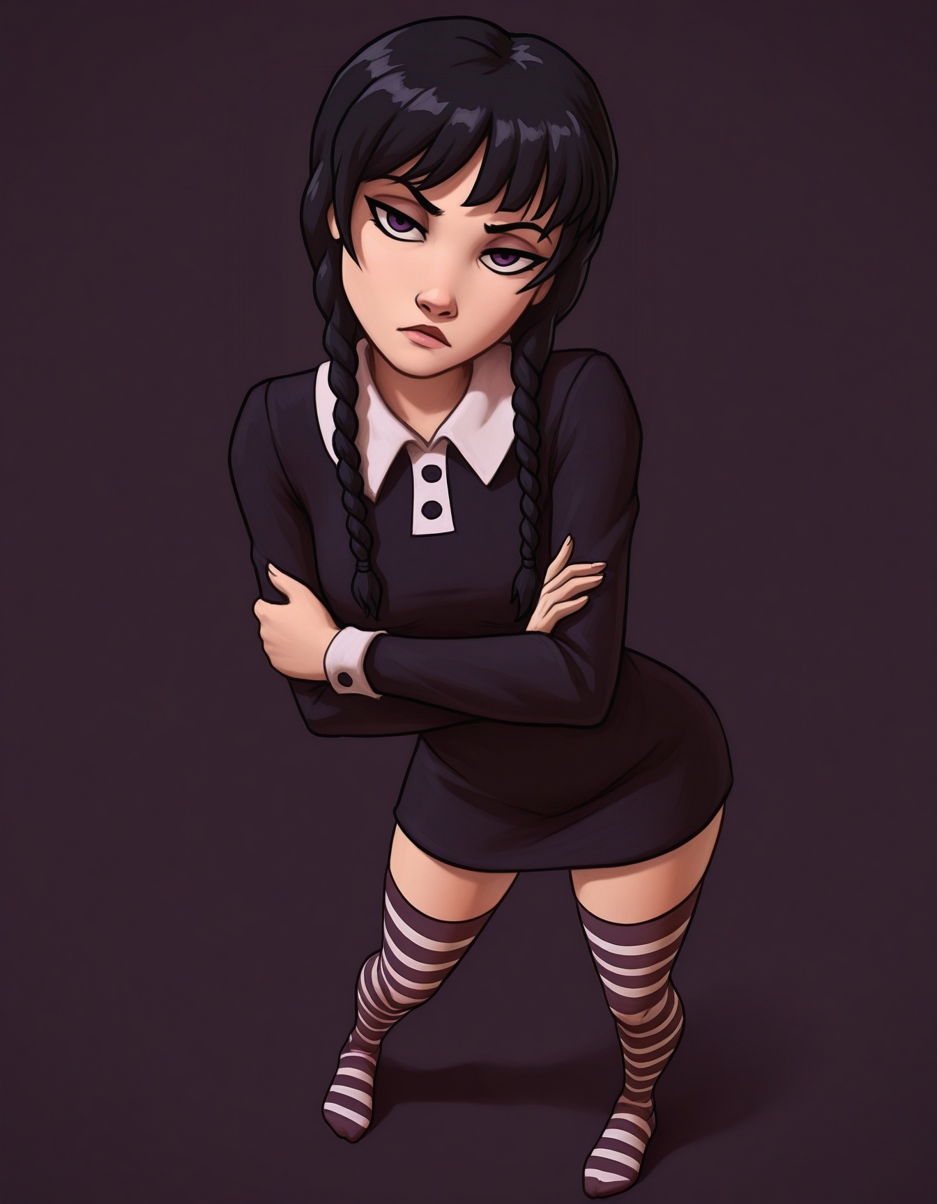 short dress,  collared dress,  thigh socks on Tensor.Art