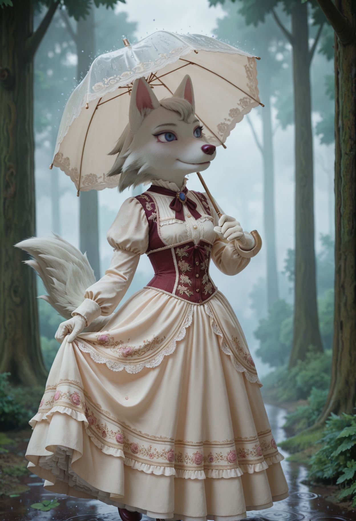 whitneyc,  wolf,  white fur on Tensor.Art