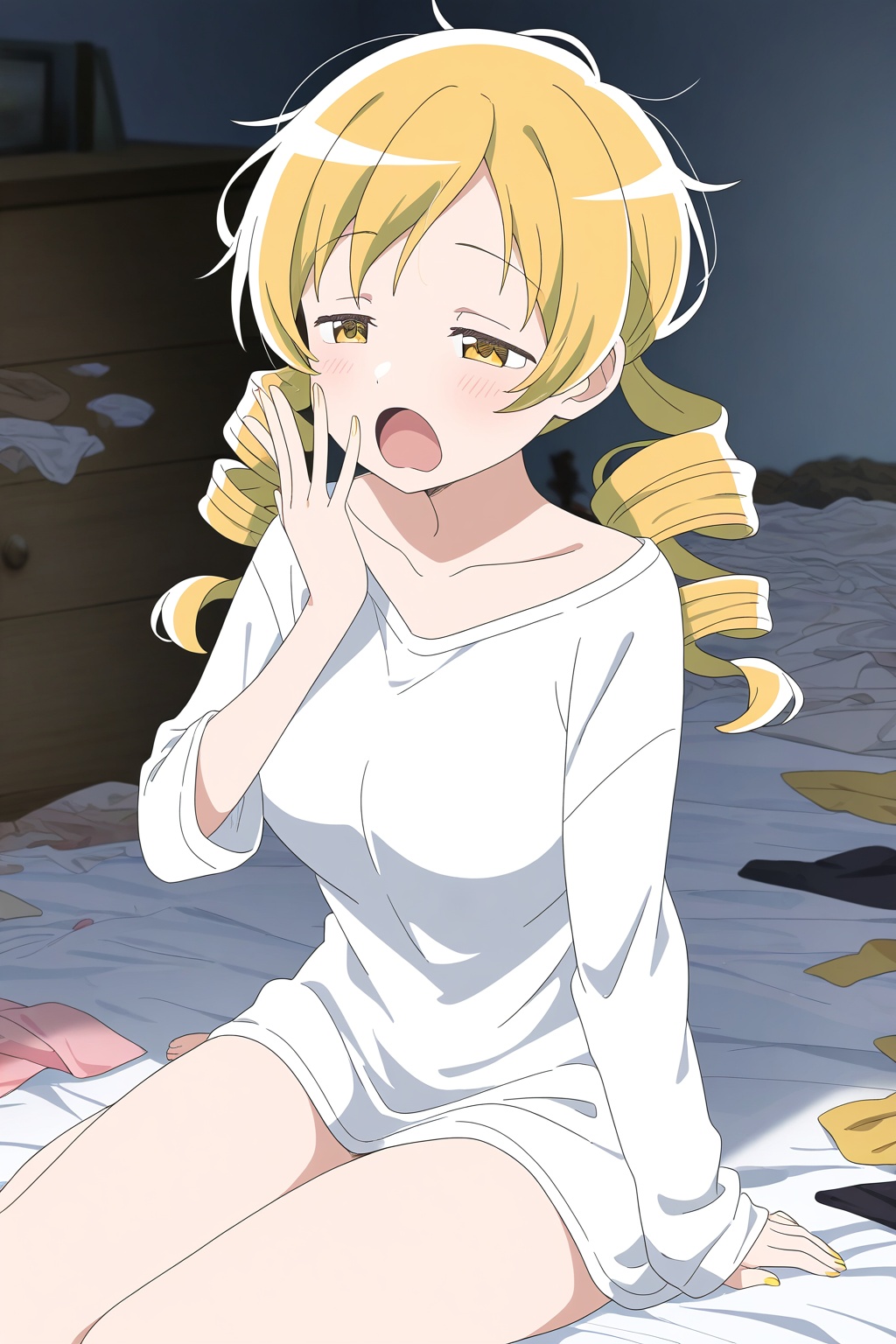 1girl,  tomoe mami,  white shirt on Tensor.Art