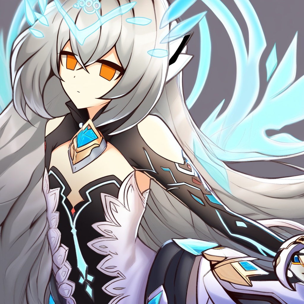 long hair,  grey hair,  orange eyes on Tensor.Art