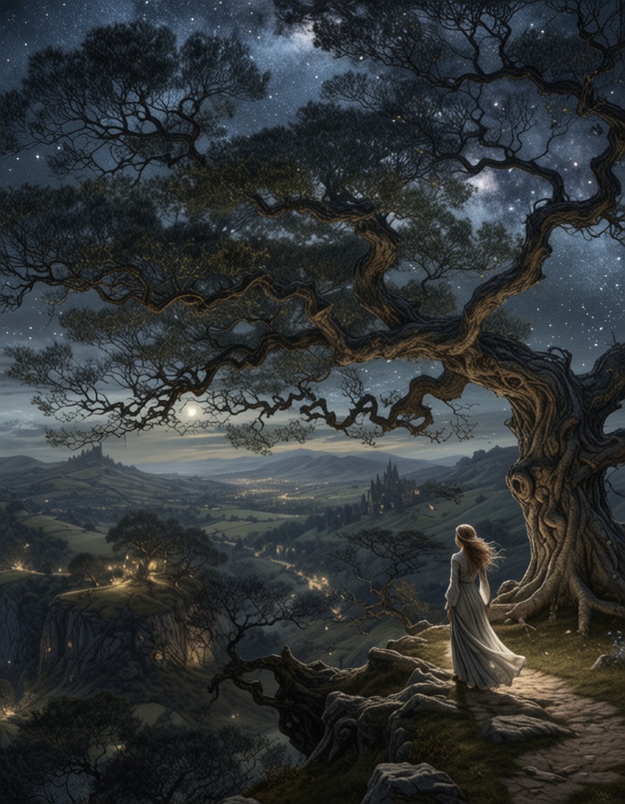ethereal fantasy concept art of breathtaking a wanderer between worlds in flowing clothes,  ,  (style Ido drawing) on Tens...