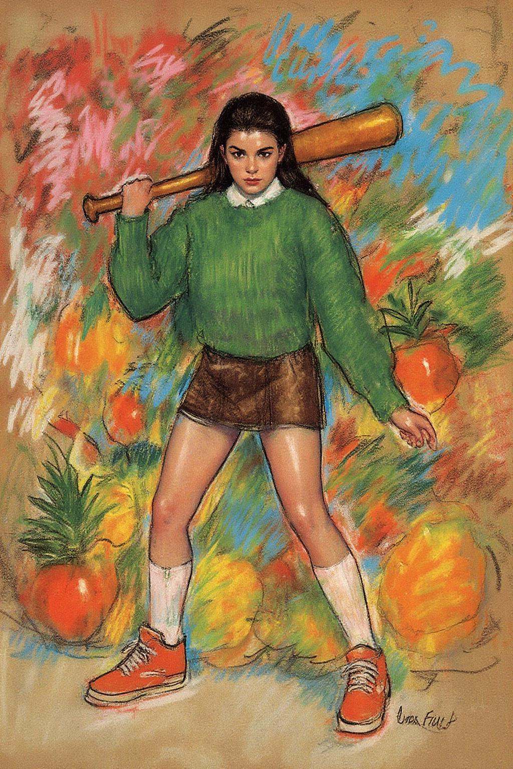 marycassatt2 drawing. liquid splash,  cartoonish juicy fruits chaos,  dynamic pose on Tensor.Art