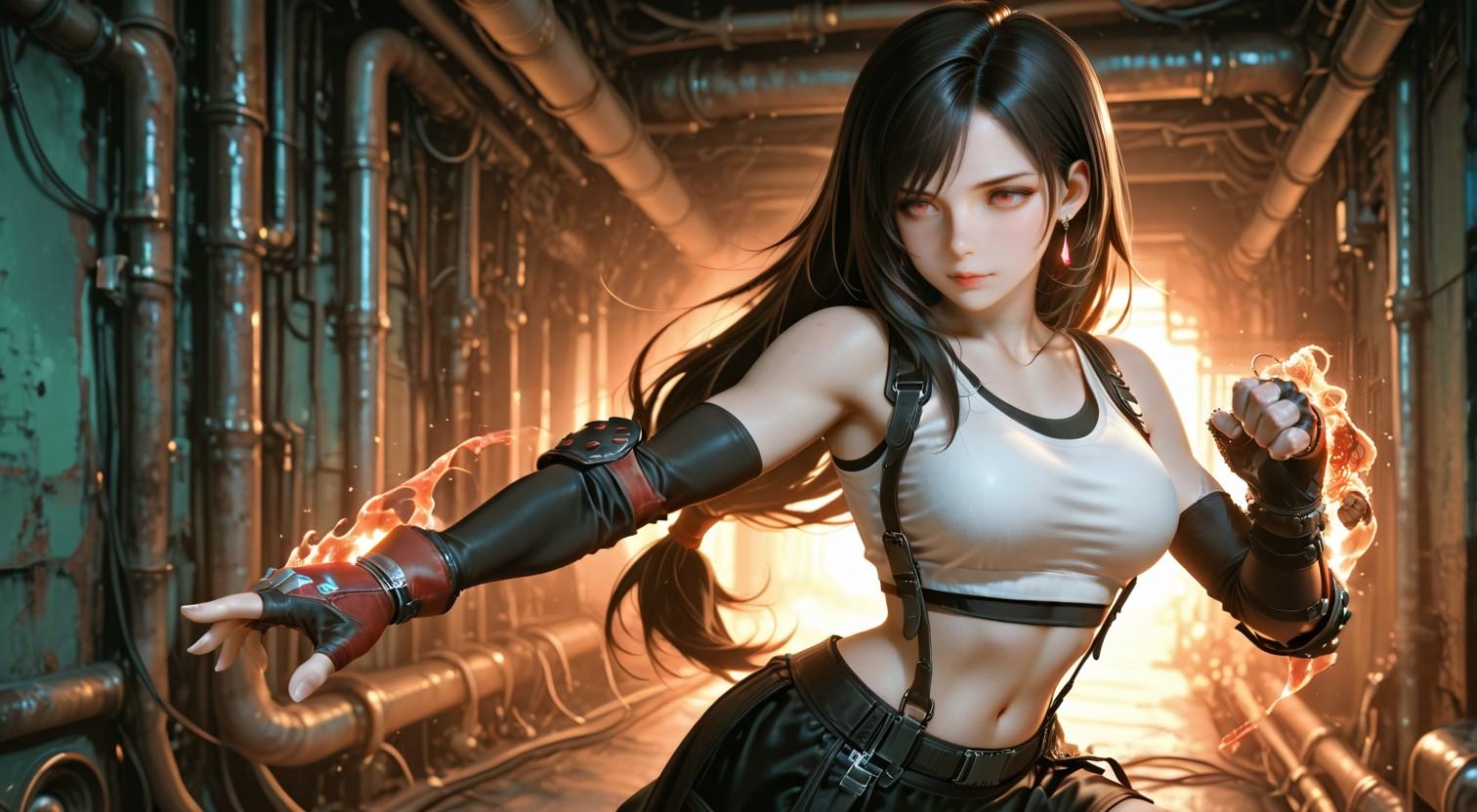 1girl,  (Tifa Lockhert),  red eyes on Tensor.Art