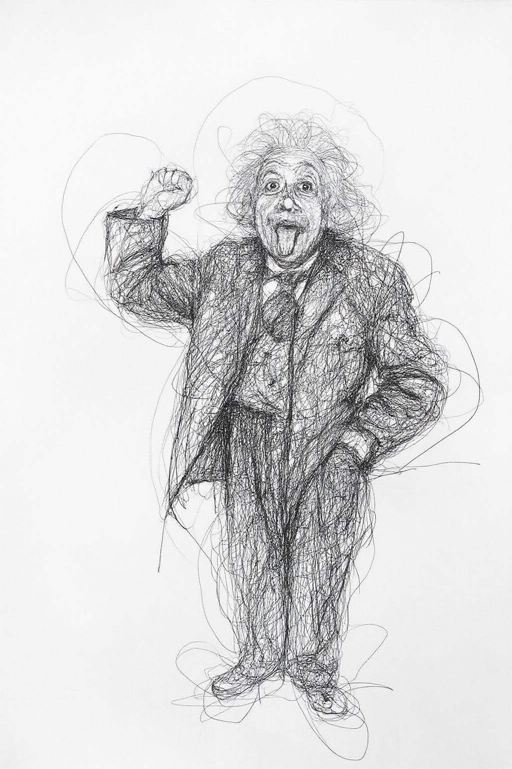 Drawing depicting Albert Einstein making a face. on Tensor.Art
