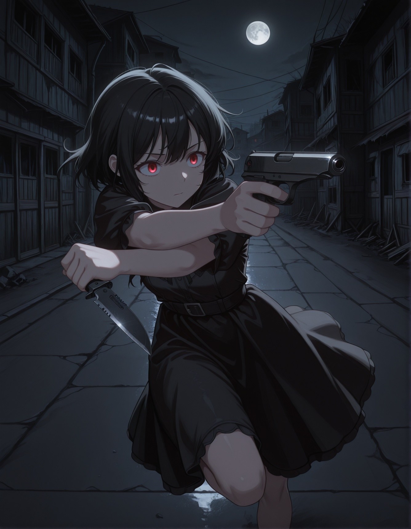 1girl,  red eyes,  black hair on Tensor.Art