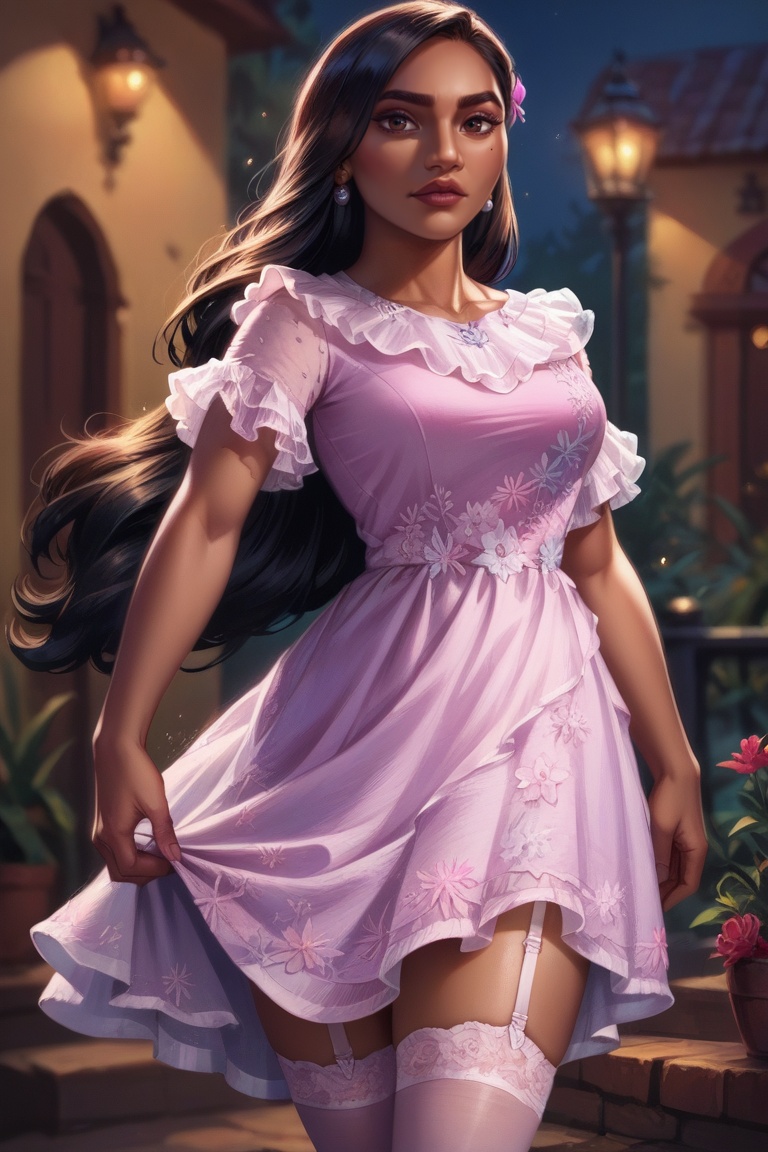 IsabelaMadrigal,  1girl,  wearing pink dress on Tensor.Art