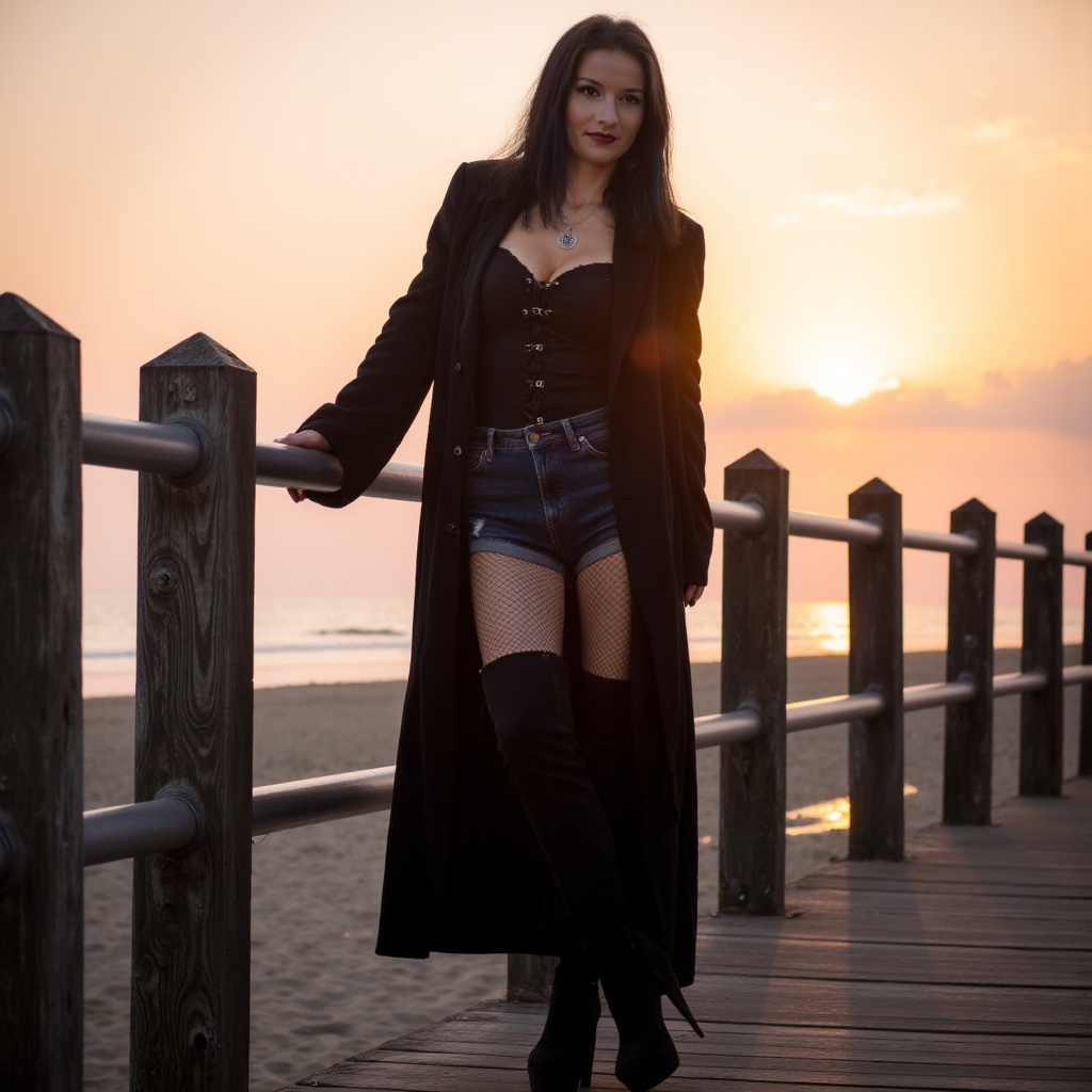 ladya cinematic,  golden hour lighting ,  dark gothic young woman on Tensor.Art