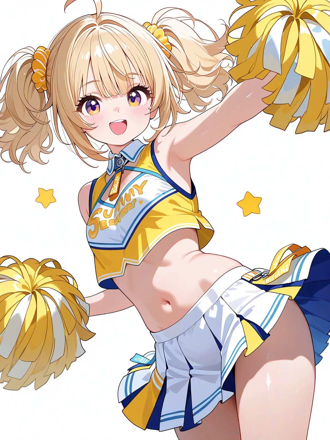 MBFG,  An exquisite anime-style rendering presents a lovely girl with sunny-blonde hair twisted into playful pigtails,  we...