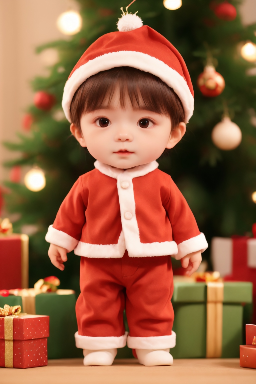 <lora:AgainCharacters:0.6>, 1boy, christmas tree, solo, christmas, hat, gift, brown hair, santa hat, christmas clothes, red pants, christmas ornaments, long hair, red clothes, teddy bear,