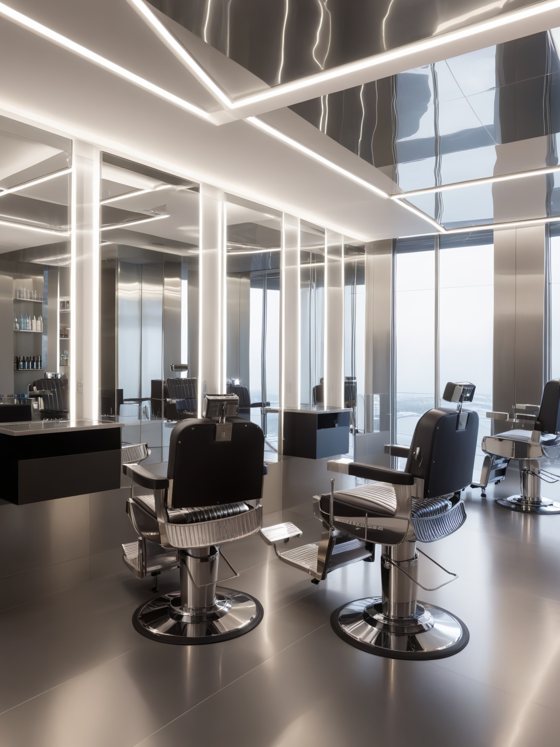 ((Barbershop)),  indoor,  chair on Tensor.Art