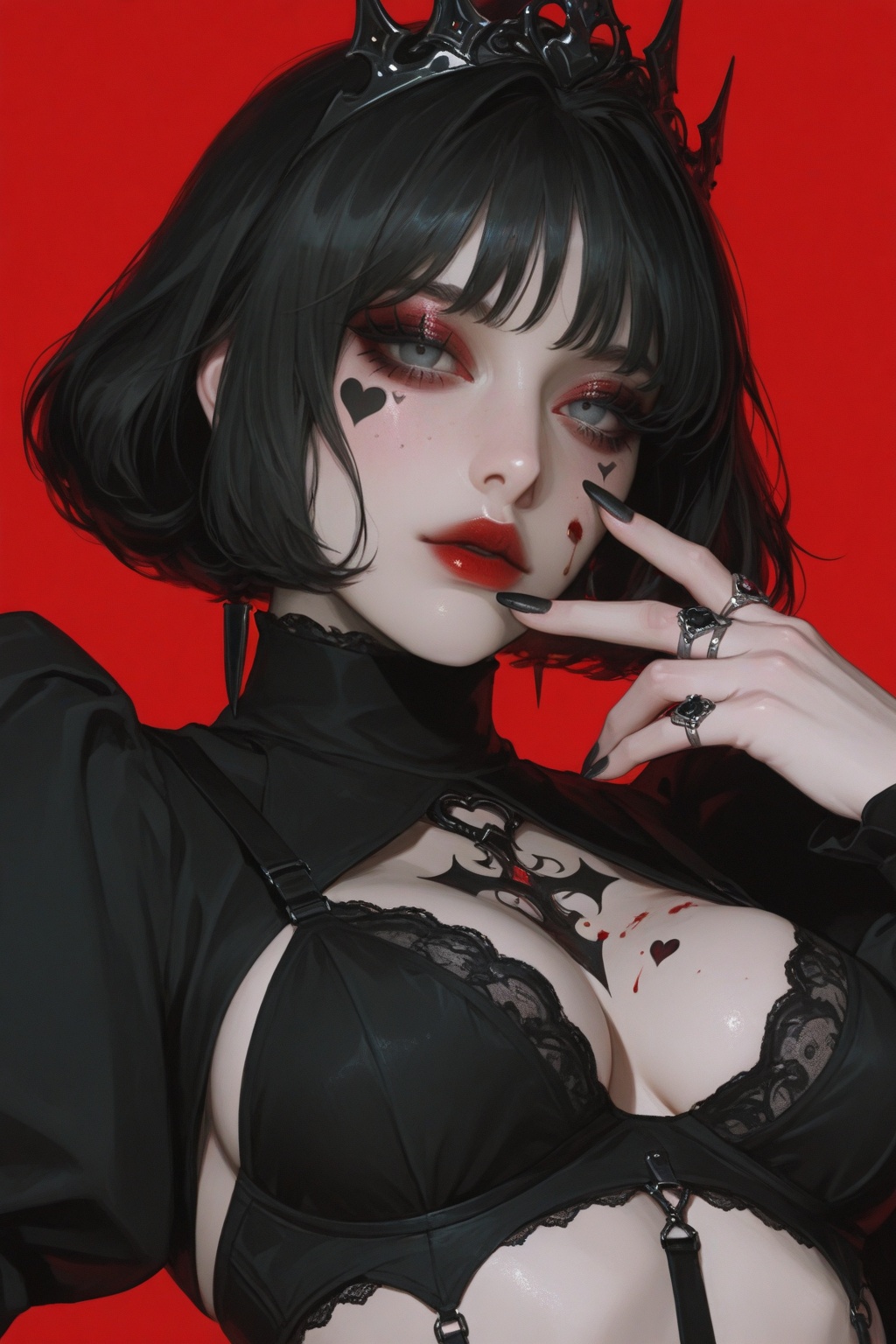1girl,  solo,  red_background on Tensor.Art