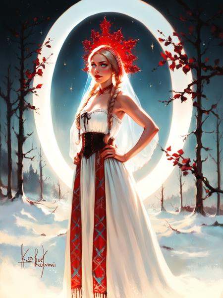 cowboy shot of beautiful blonde lady,  hands on hips,  blue eyes on Tensor.Art
