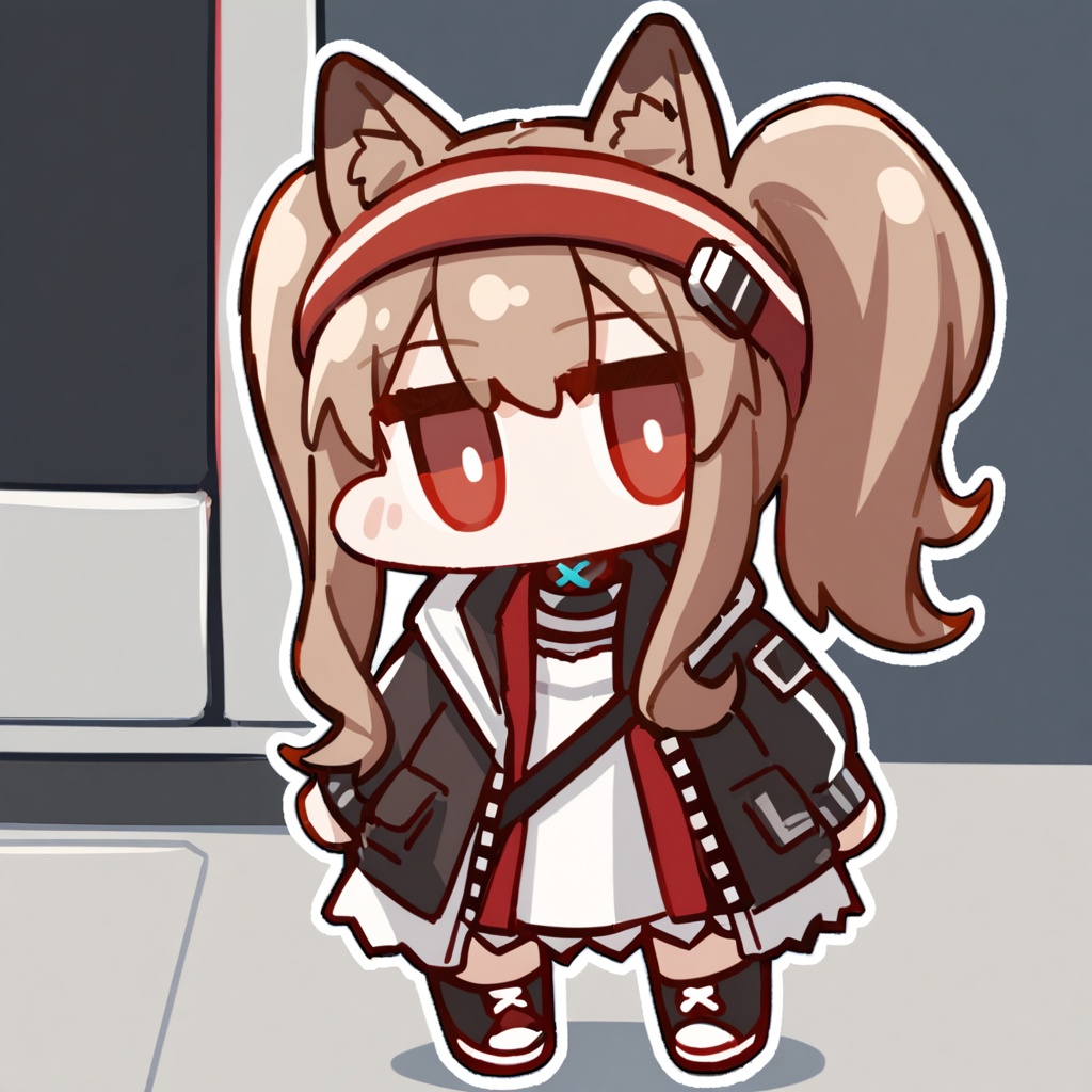 chibi,<lora:nineface-chibi-A31-5:1>,1girl,solo,angelina \(arknights\),arknights,
